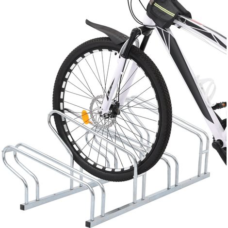 vidaXL Supporto per 4 Bici da Pavimento Autoportante Acciaio