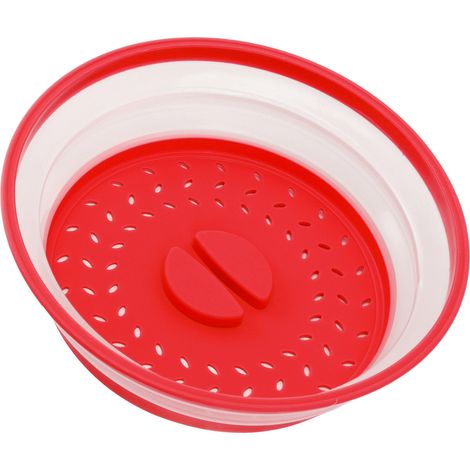 Couvercle micro-ondes pliable multifonction, protège-éclaboussures anti-huile, housse de cuisson repliable rouge (1/5)