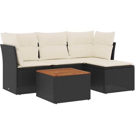 Maison Exclusive - Set Divani da Giardino 5 pz con Cuscini in Polyrattan Nero