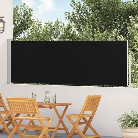 Store latéral rétractable brise-vue pour terrasse et balcon polyester noir 100 x 500 cm - PANGIVO (1/5)