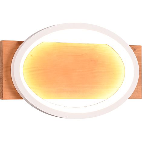 Applique led murale ou plafond 16w blanc mat bois naturel - trio - barca