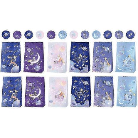 Sachets cadeaux et pochettes à bonbons portables, couleurs assorties, lot de 12  Papier résistant et indéchirable pour le rangement et les cadeaux (1/2)