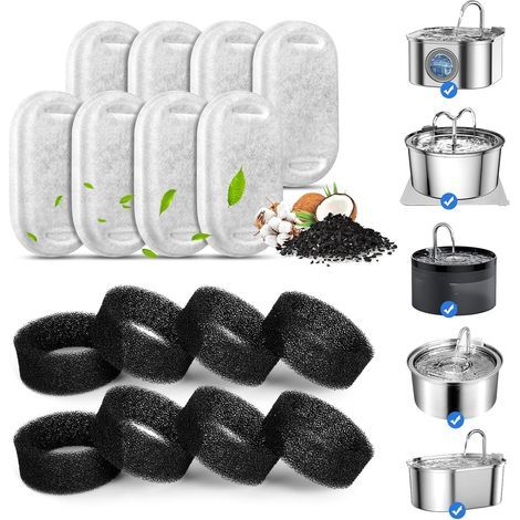 Kompatibel mit PETLIBRO Katzenbrunnen-Filterkartuschen (16er-Pack) – Ersatzfilter und Filterwatte für Katzenbrunnen – Zubehör für Spender (1/5)