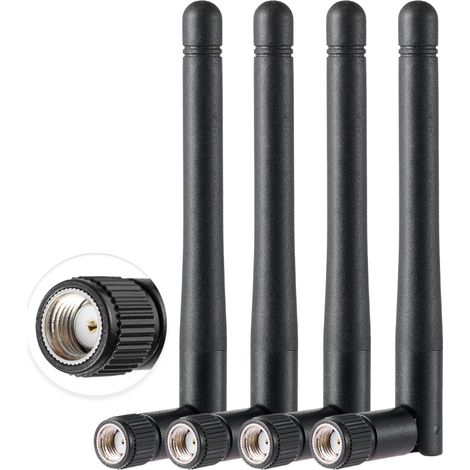 4PCS Double Bande WiFi Antenne 2.4GHz 5GHz 5.8GHz 1.5dBi MIMO RP-SMA Mâle Antenne pour Router Wireless LAN Card PCIe Card Router Video Surveillance Monitor (1/5)