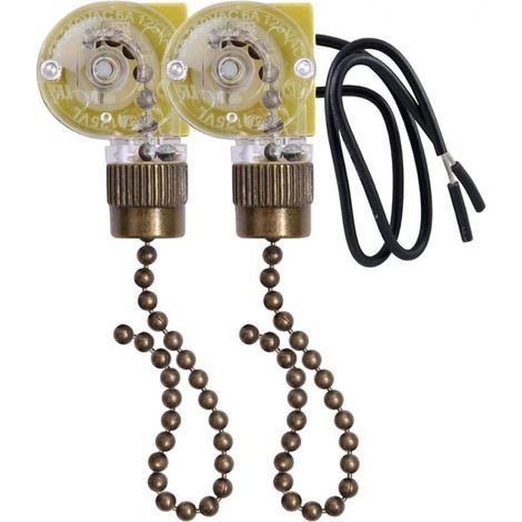 2pcs Ear ZE-109 Ceiling Fan Light Switch Wired Light Switch with Pull Cord (1/4)