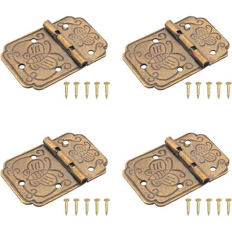 4 charnières papillon carrées avec vis, 2 x 1,3 x 2,3 cm, en laiton (1/5)
