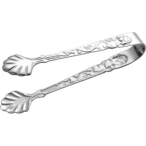 Pince à sucre en acier inoxydable avec motif rose en relief, pince à glaçons-9X1.7X1.5CM-Silver (1/4)