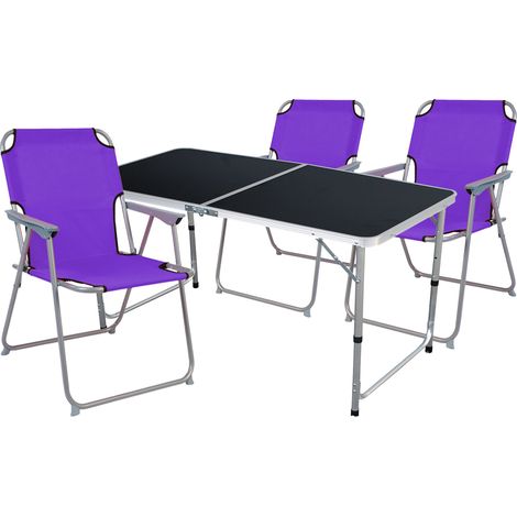 4-teiliges Campingmöbel Set lila /70cm schwarz-MMC330872B+3xMPO2600L (1/4)