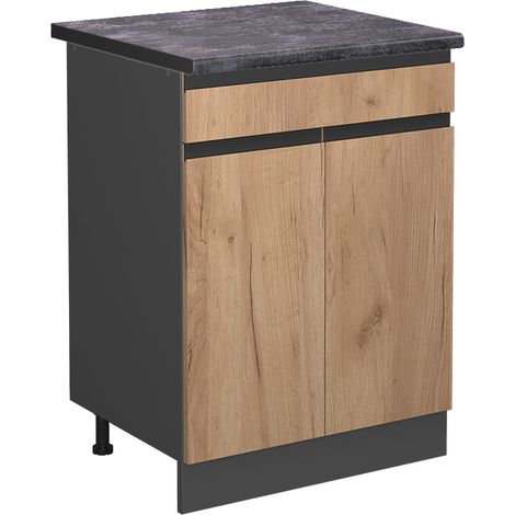 Armadio da cucina con cassetto  R-Line, Quercia dorata, 60 cm , AP Antracite, Vicco
