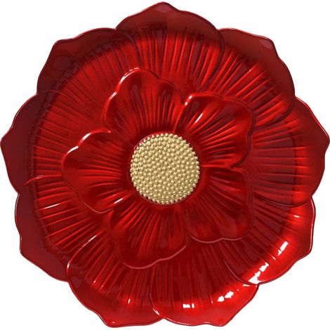 PIATTO DECO FIORE ROSSO ORO PP D33X2 CM