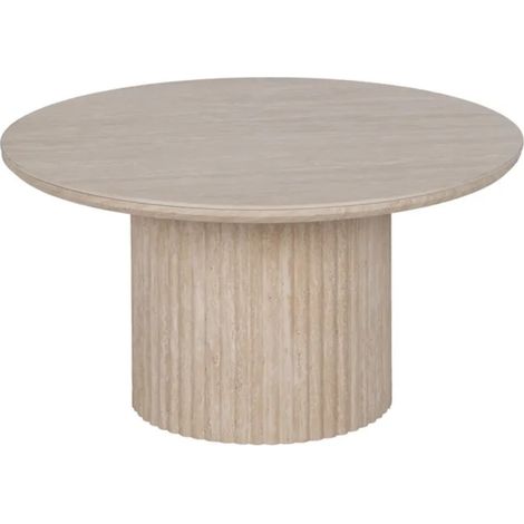Table basse ronde pierre beige 70 cm pied cannelé CAELIS (1/5)