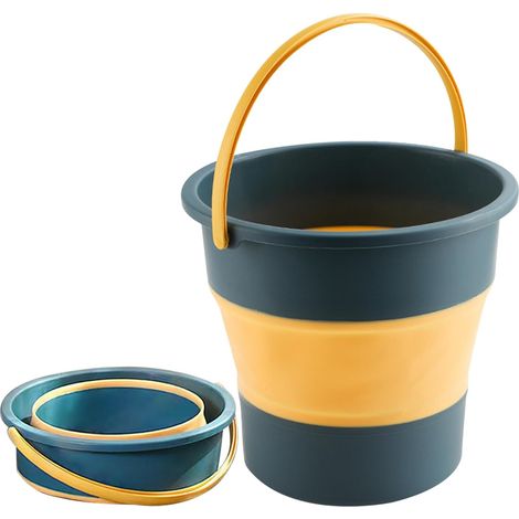 Seau pliable 1,3 gallon/5L, petit seau en plastique pour le nettoyage ménager, seau à eau pliable pour le lavage de voiture, la pêche, le camping et la plage (bleu) (1/5)