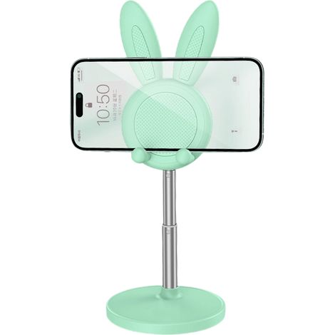 Support de téléphone en forme de lapin mignon, support de table réglable, compatible avec iPhone, Kindle, iPad, Switch, tablettes, tous les téléphones (Vert) (1/5)