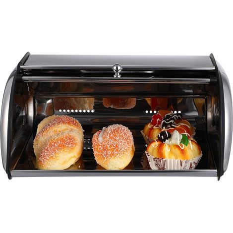 Boîte à pain en acier inoxydable avec joint hermétique, pour le plan de travail, la cuisine et le rangement à domicile.-AquaForge (1/5)