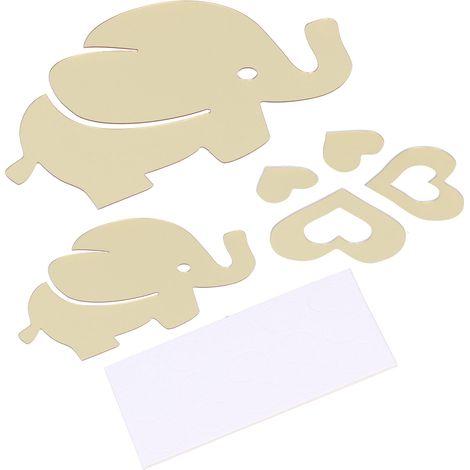 Autocollant mural éléphant cartoon brillant, miroir décoratif pour chambre, papier peint ornemental.