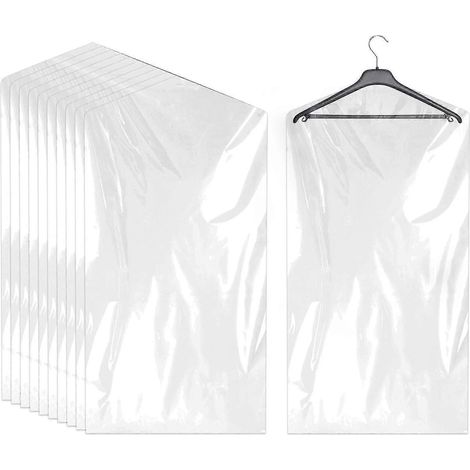 Confezione da 20 sacchetti porta abiti trasparenti in plastica, protezione per indumenti 60 x 90 cm, sacchetti porta abiti antipolvere per abiti, vestiti e giacche.
