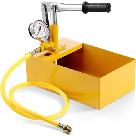 Pompe de Test Hydrostatique 25 bar Kit Testeur de Pression deEau Manuel Hydraulique a Valve Unique avec Reservoir deEau 5 L Tuyau 1 m avec Connecteur a Filetage Externe 1/2'' pour Canalisation