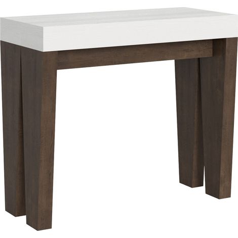 Consolle allungabile - SPIMBO MIX - Colore: Bianco Frassino-Noce - Dimensioni: 90x40/196 (1/5)