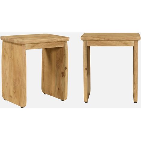 Mesita de noche, mesa auxiliar exótica de madera de acacia, set de 2 (1/5)