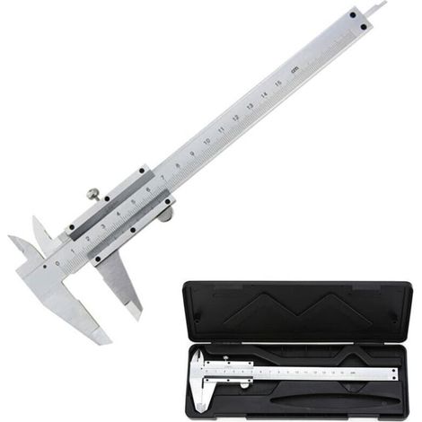 Messschieber, 150 mm / 0,02 mm analoger Nonius-Messschieber aus Edelstahl, hochpräzises Mikrometer mit Tiefenmessung, professioneller Innen- und Außeneinsatz - Crezuo