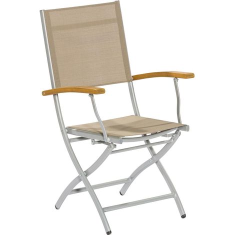 Naxos Klappsessel 2er Set Aluminium/Akazie/Textil