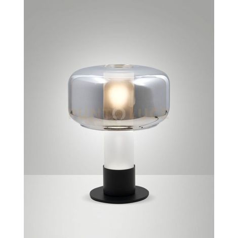 Flick Da Tavolo Fumè 1 Luce in Metallo Vetro Stile Moderno Collezione FLICK