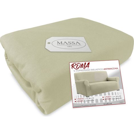 COPRIDIVANO Universale elasticizzato ROMA antimacchia BEIGE 2 POSTI da cm. 110 a 170