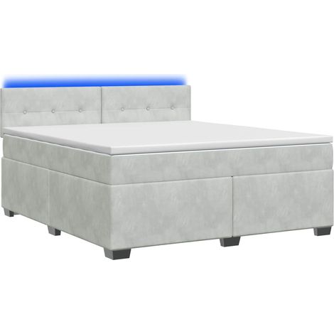 Maison Exclusive - Letto con Box Spring, Materasso e LED Grigio Chiaro Velluto (1/5)