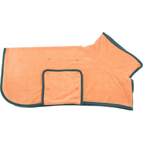 Robe de Bain Pour Chien - Fibres Superfines Absorbantes - Col Semi-Haut - Séchage Rapide - Orange - Convient aux Chiens de Petite à Moyenne Taille - 1 Pièce (1/5)