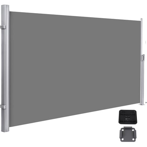 Toldo lateral visera retráctil biombo parasol para balcón patio terraza y jardín con fijación al suelo protección de la privacidad 2 x 3,5 m (al x an) gris 120001856 (1/3)