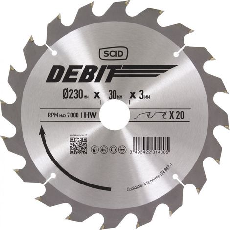 Hoja de carburo para sierra circular ø 230 mm 20 30 3