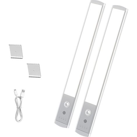 2er-Pack Unterbauleuchten – Kabellose Lichtleiste mit Bewegungssensor  Wiederaufladbare, verbindbare und magnetische LED-Lichtleisten für Regale, Flure und Küchen, 32 cm
