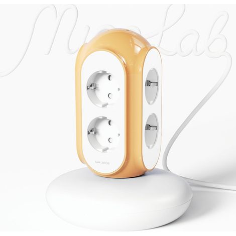 Multiprise Tour 6 Prises AC, 3680W/16A, Protection surtension 1420J, Base lestée 479g Anti-basculement, câble 2 m, Protection Surcharge (Beige Toscan) (1/5)