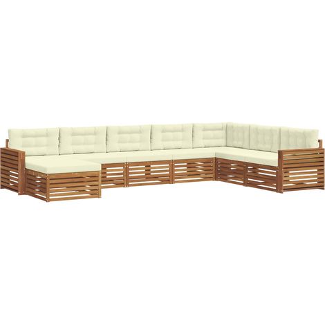 Conjunto de sofás de exterior con cojín 8 pcs Natural y Crema vidaXL (1/5)