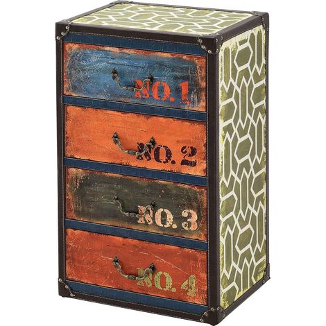 Elegante cassettiera dal design industriale pratica e moderna unità contenitore con 4 cassetti in MDF sintetico 66 x 40 x 30 cm multicolore 030005033