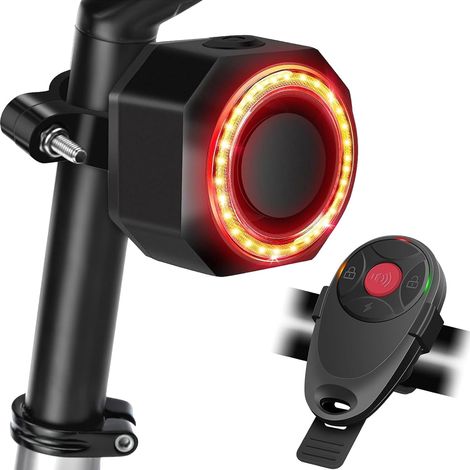 Alarma antirrobo para bicicletas con control remoto inalámbrico - Alarma rastreadora USB-C para motocicletas con sensor de movimiento inalámbrico de 110 dB para bicicletas eléctricas, motocicletas y s (1/5)