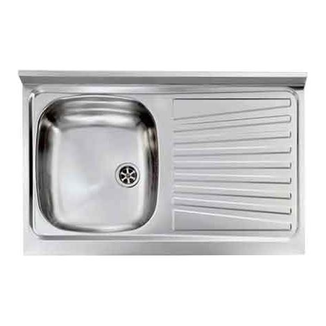 Lavello Inox una Vasca Appoggio 100 x 50 cm Gocciolatoio Dx