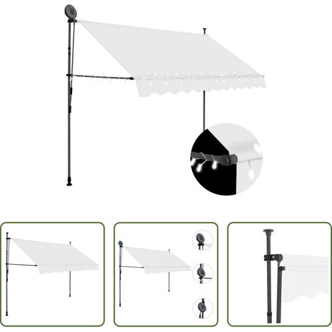 Handbetriebene Markise - Einziehbare Markise Handbetrieben mit LED 250 cm Creme (1/5)