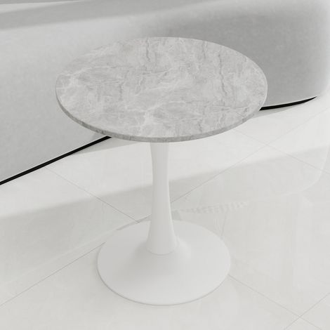 Mesa de centro redonda 70 x 70 x 72 cm en mármol artificial blanco y gris DESVIAE (1/5)