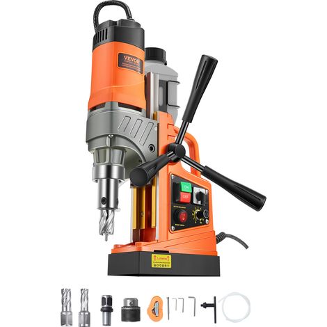 VEVOR Trapano Magnetico da 1450 W Trapano a Colonna Elettrico Portatile, Diametro di Foratura 40 mm 12500 N 800 giri/min con Velocita Variabile, Macchina per Perforazione per Qualsiasi Superficie