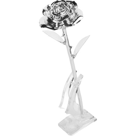 Rose dorée 24 carats plaqué or, texture claire romantique exquise, fleur longue durée avec support argenté (1/5)