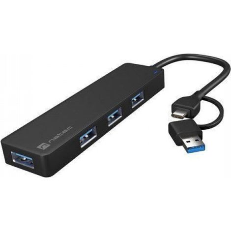Hub USB - 4 Ports USB-A 3.0 - Compatible USB-C et USB-A - 5 Gbit/s - Compact 106 x 29 x 11 mm - 1 Unité (1/5)
