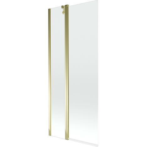 Mampara de Bañera 2 hojas Vidrio transparente, 80x150 cm, Perfil dorado