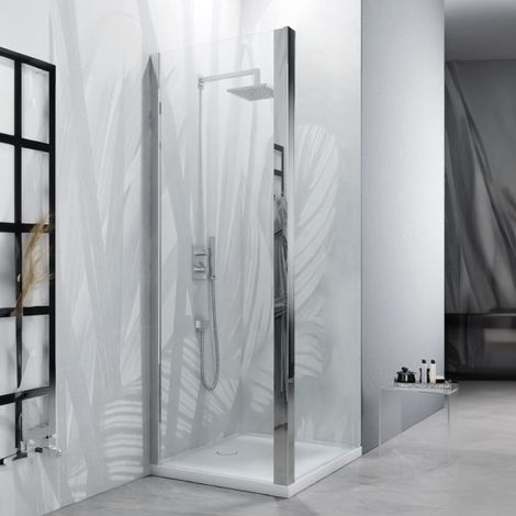 Lato doccia fisso Volturno Silqua by Mobo trasparente per porta Saloon spess. 6mm h 195 x 77/79 cm