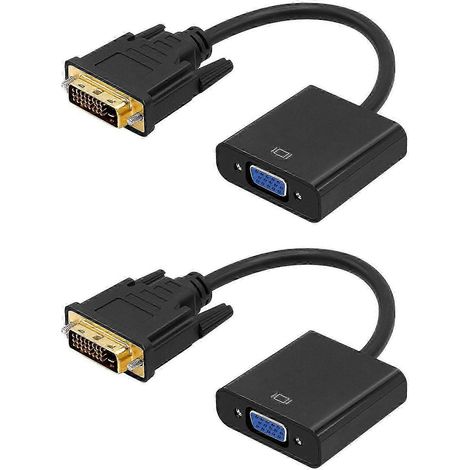 Convertisseur vidéo DVI vers VGA prêt à l'emploi, compatible avec les téléviseurs HD et les moniteurs, avec une résolution maximale de 1920 x 1200. Adaptateur DVI 24+1 vers VGA mâle-femelle. (1/5)