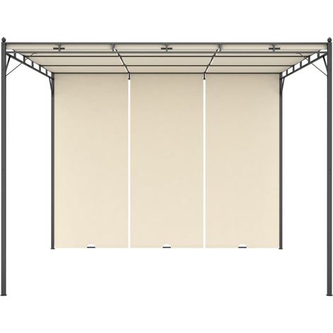 Belvédère de jardin avec rideau latéral 3x3x2,25 m Crème (1/5)