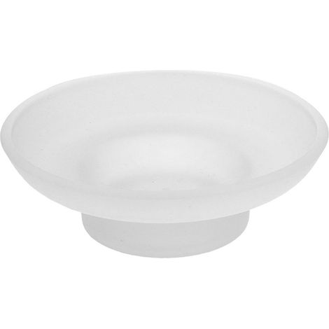 Porte-savon rond en verre dépoli, idéal pour la salle de bain, le comptoir ou le lavabo. (1/5)