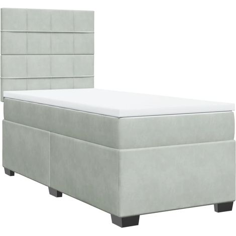 vidaXL Giroletto a Molle con Materasso Grigio Chiaro 80x200 cm Velluto (1/5)
