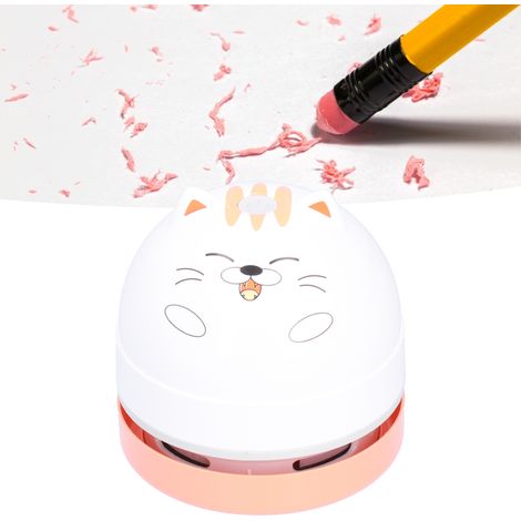 Aspirateur de bureau miniature rechargeable par USB avec motif chat mignon, idéal pour les enfants. (1/5)