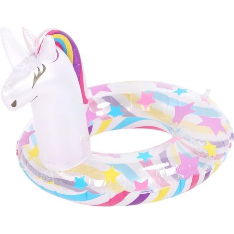 Bouée gonflable licorne pour enfants, avec paillettes, en PVC, imprimé étoiles. (1/5)